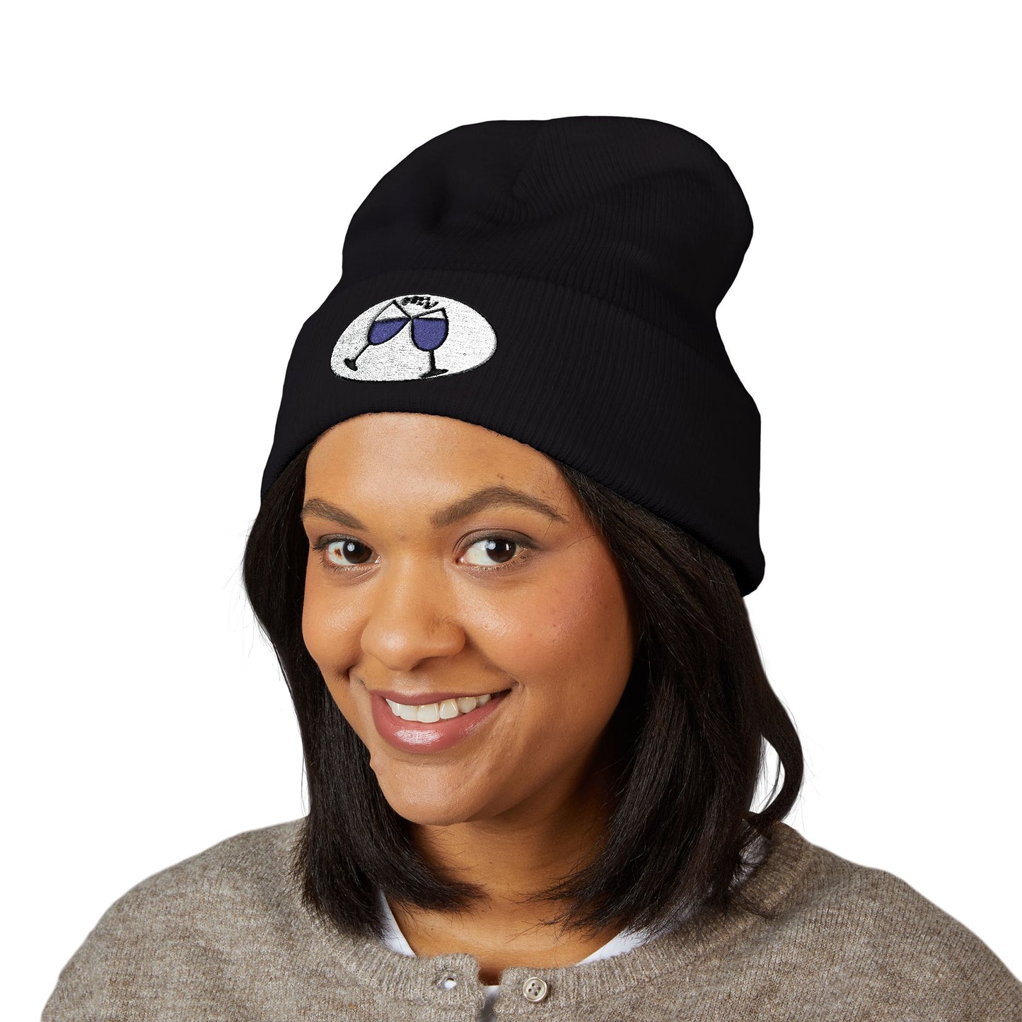 Cheers, Caregivers! Embroidered Beanie — Cozy Cuffed Knit Hat