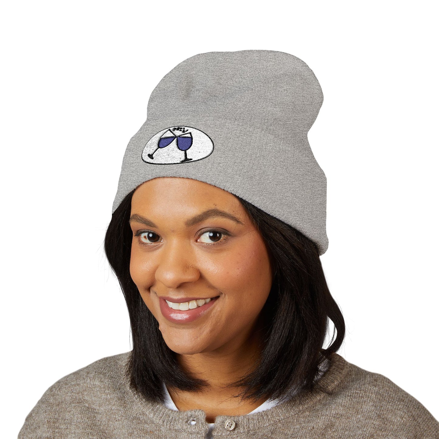 Cheers, Caregivers! Embroidered Beanie — Cozy Cuffed Knit Hat