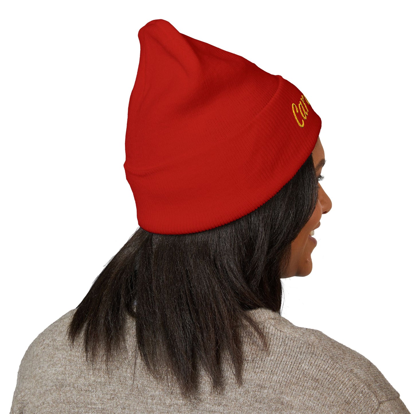 Caregiver Embroidered Beanie — Classic Cuffed w/Gold Stitching