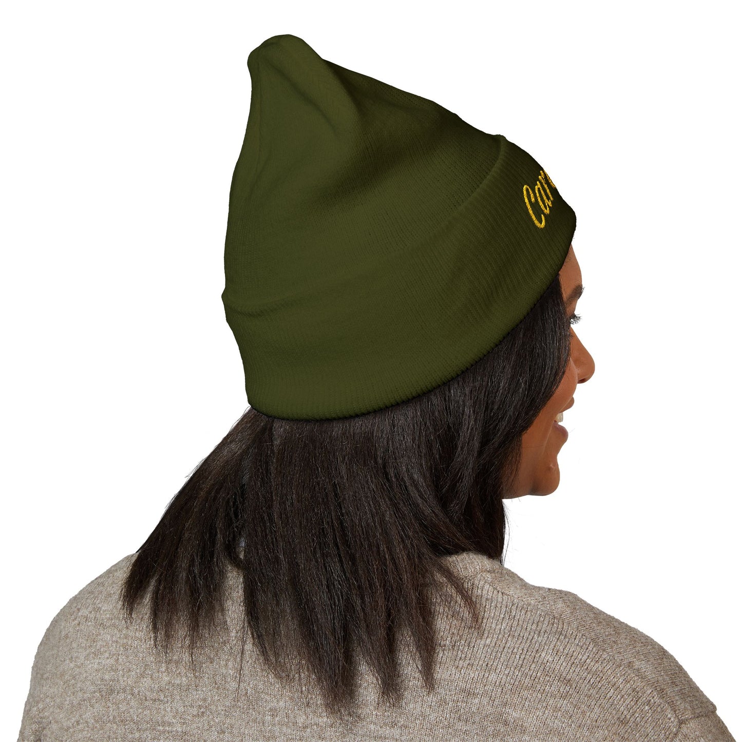 Caregiver Embroidered Beanie — Classic Cuffed w/Gold Stitching