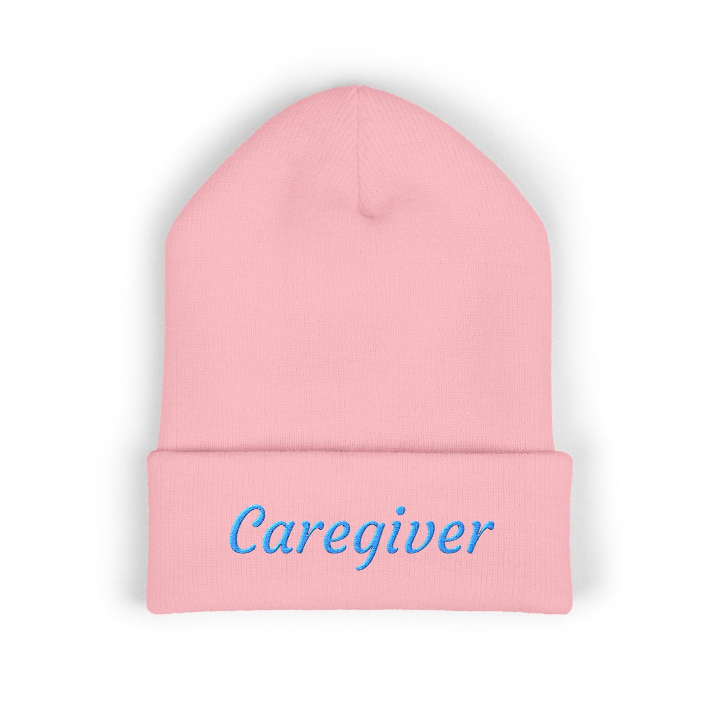 Caregiver Pride Embroidered Beanie — Cozy Caregiver Hat w/Blue Stitching
