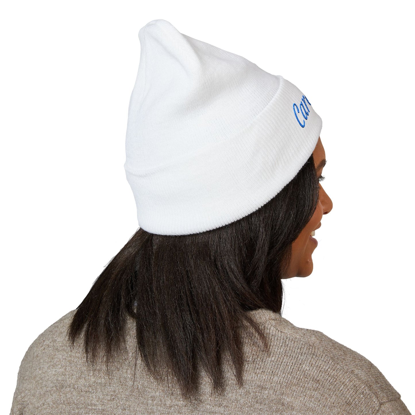 Caregiver Pride Embroidered Beanie — Cozy Caregiver Hat w/Blue Stitching